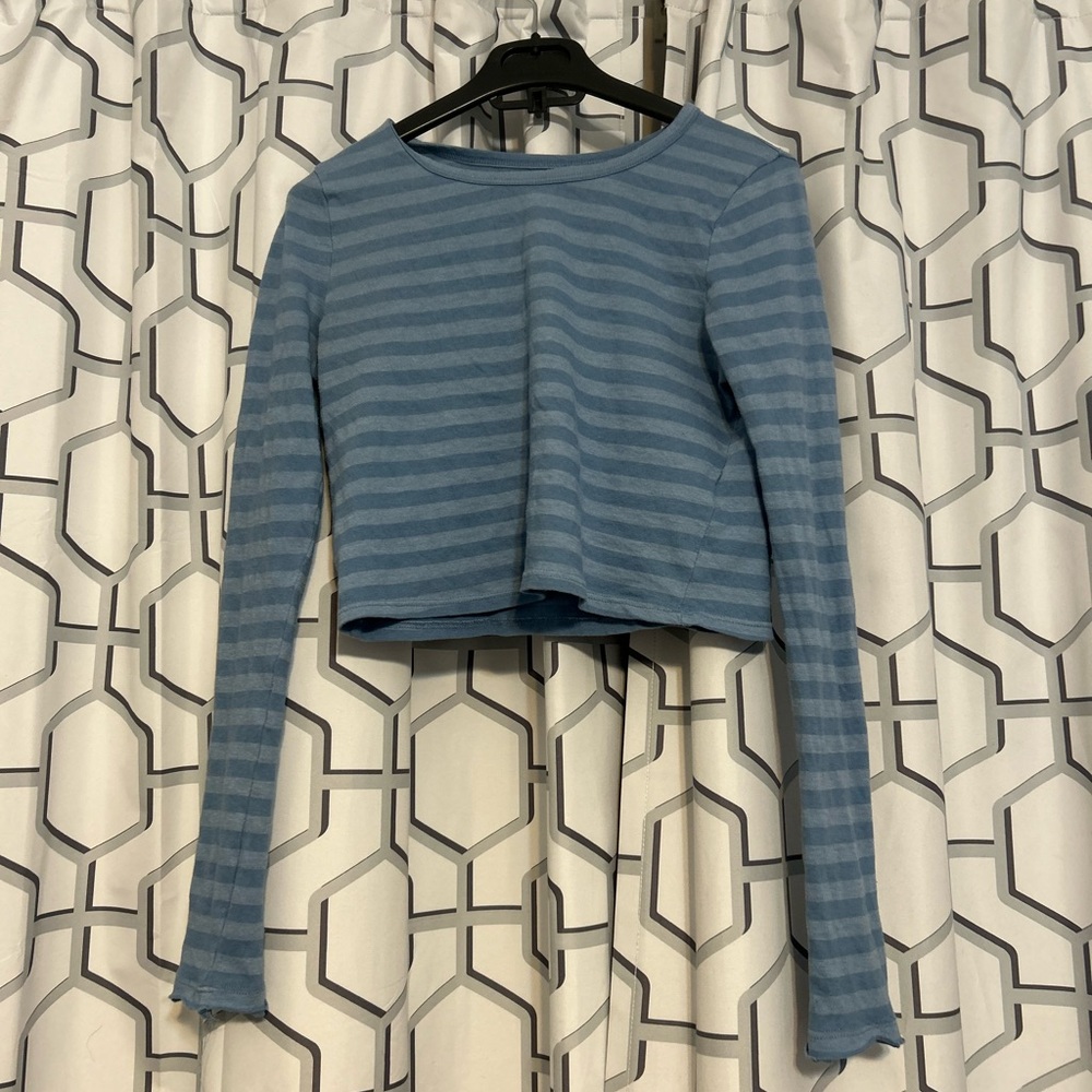 Urban Outfitters Blue Striped Long Sleeve Top